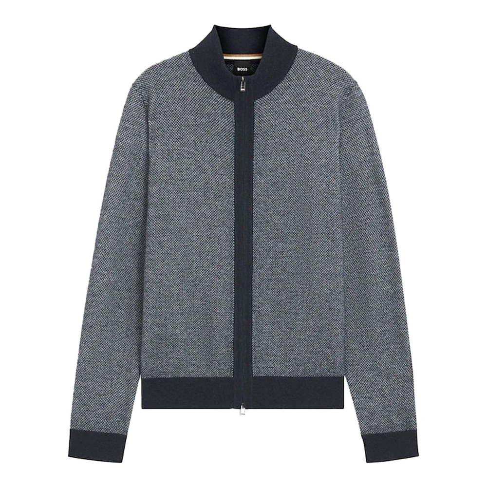 Hugo Men's Blue Cardigans, S, Cardigan Con Zip In Misto