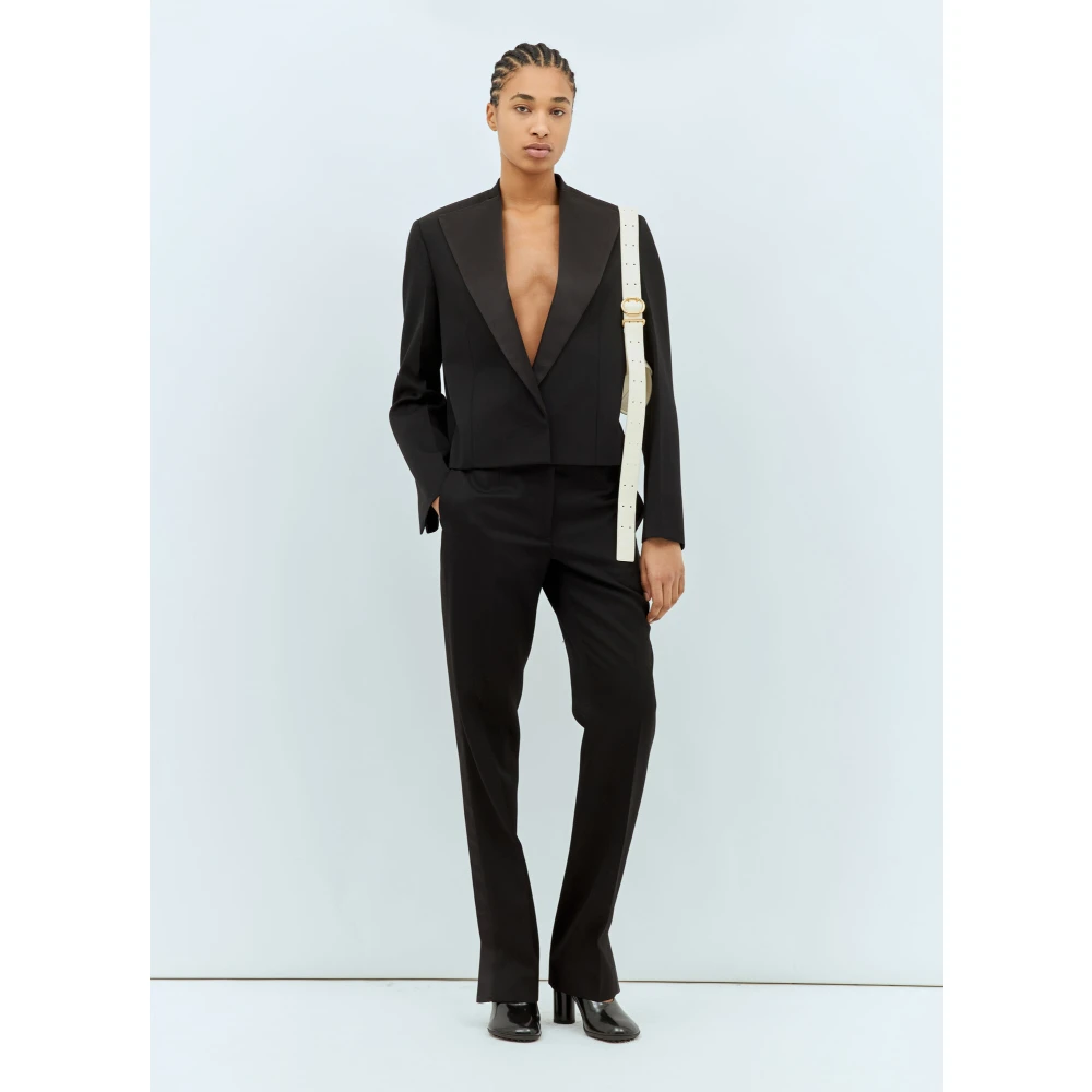 Jil Sander Wol Canvas Maatwerk Broek Black Dames