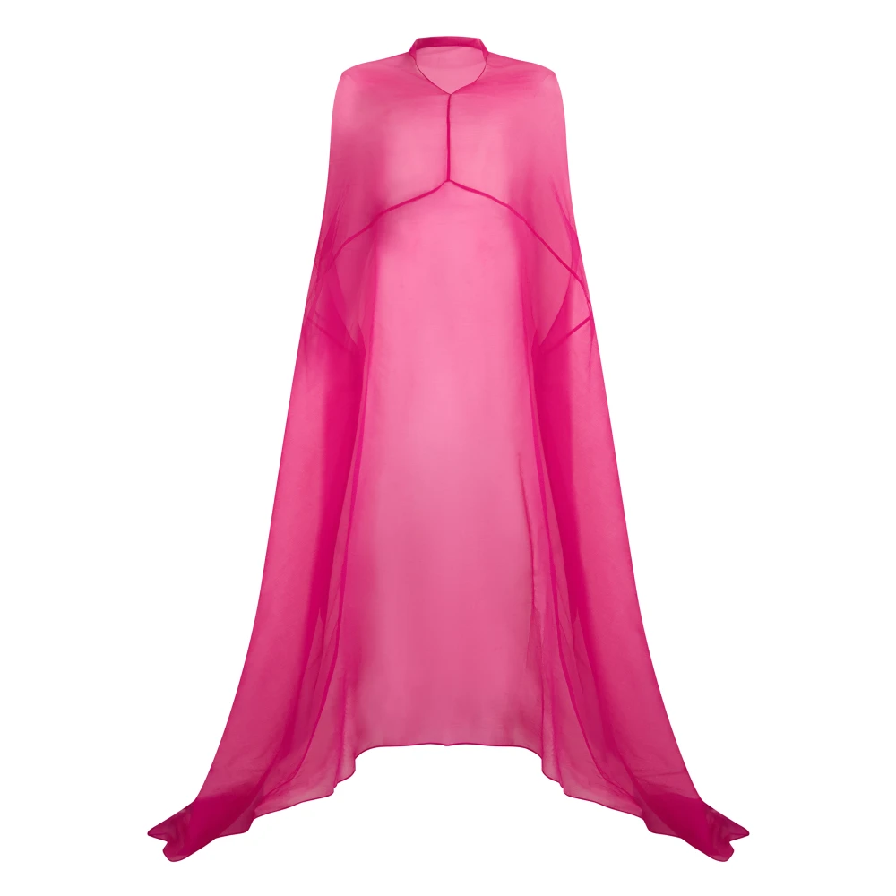 Dries Van Noten Women's Pink Gowns, M, Maxi Dress In Transparent Silk