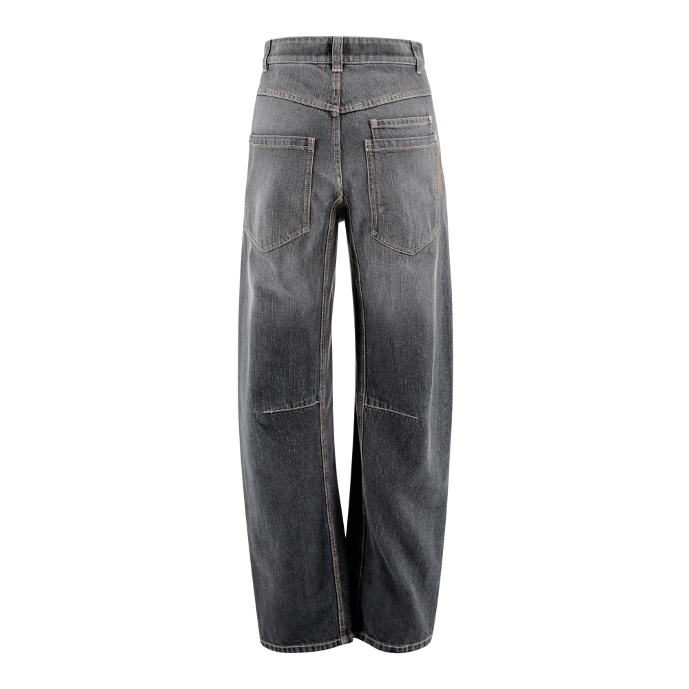 BRUNELLO CUCINELLI Zwarte Denim Hoge Taille Broek Black Dames