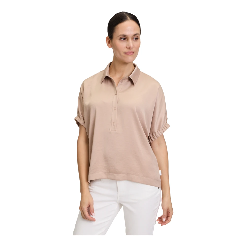 Betty & Co Elegante Blouse met Kraag Beige Dames
