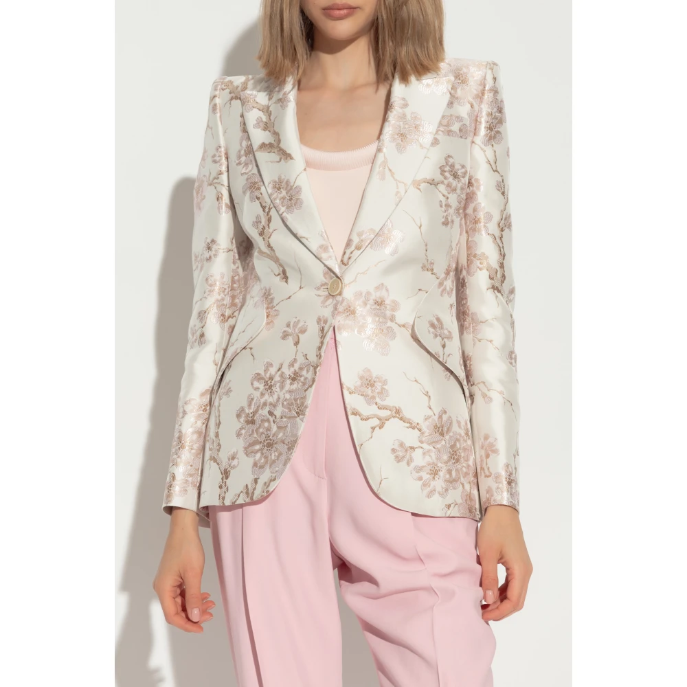alexander mcqueen Bloemenpatroon blazer Beige Dames