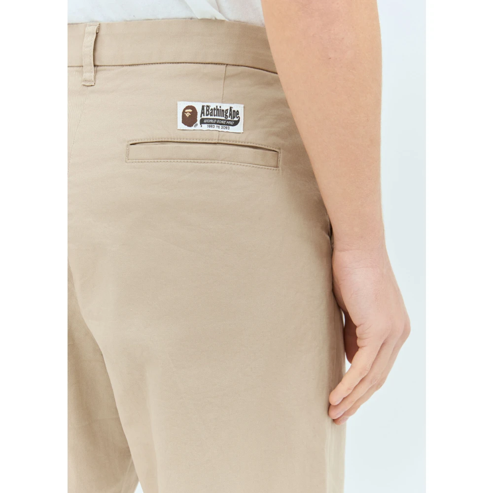 A Bathing APE Chino Broek in Katoen Twill Beige Heren