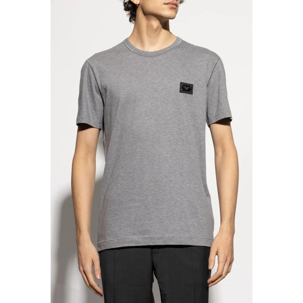 Dolce & Gabbana T-shirt met logo applicatie Gray Heren