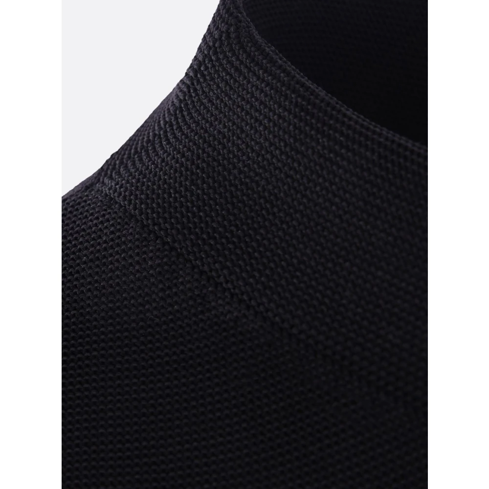 Cfcl Zwarte T-shirt met textuur en hoge-lage zoom Black Heren