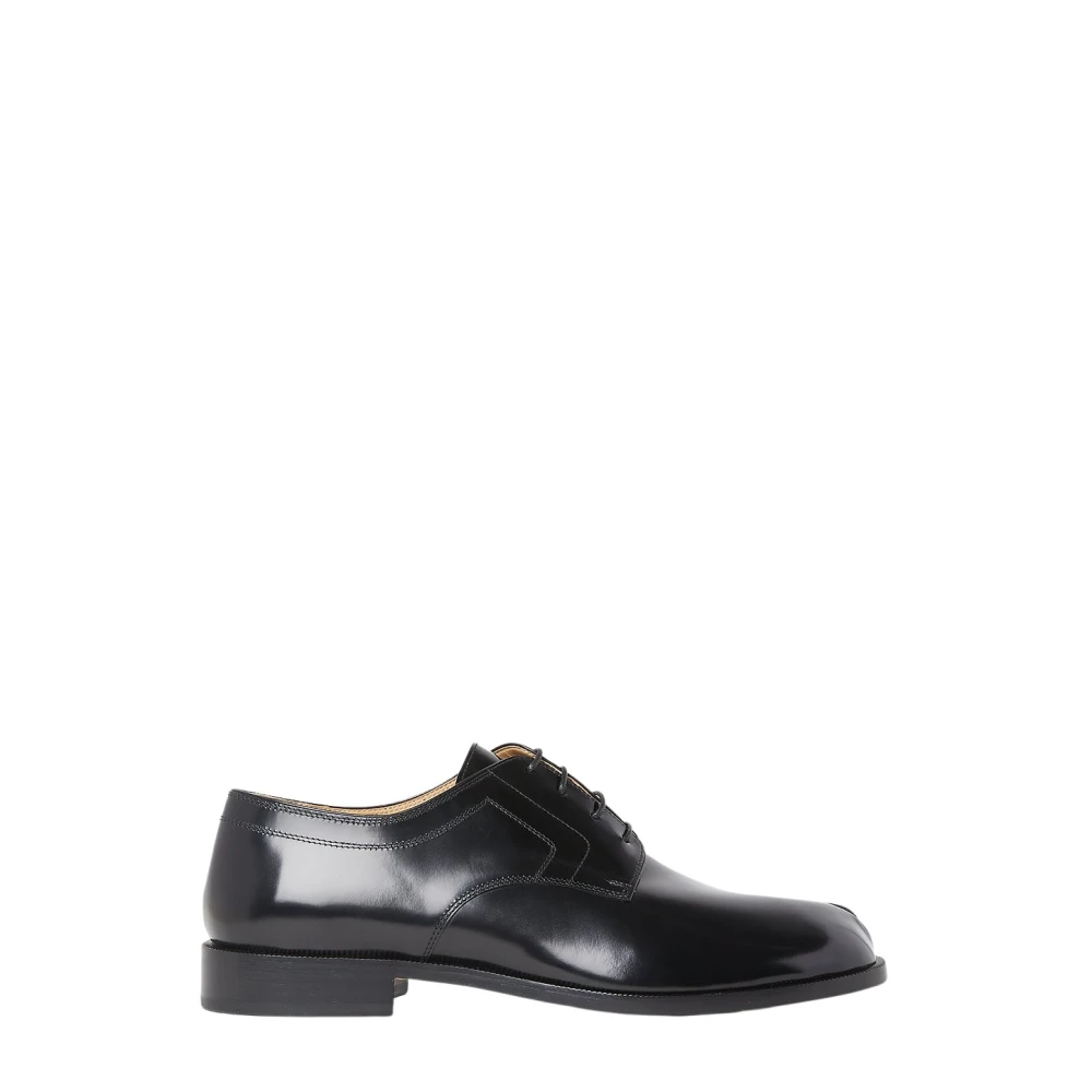 Maison Margiela Mannelijk Zwart Schoenen Heren, 40 Eu, Leer, Gepolijst Leren Tabi Veterschoenen
