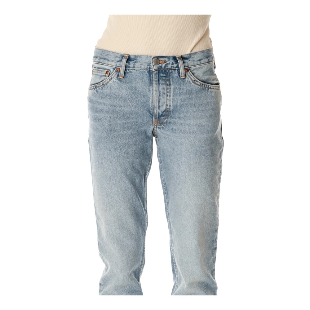 Nudie Jeans Straight Fit Jeans met lage taille Blue Dames