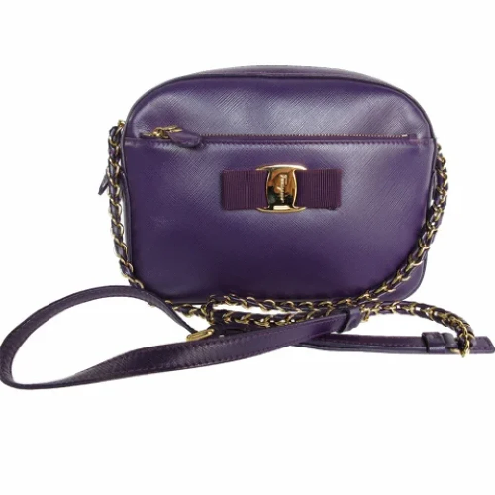 Salvatore Ferragamo Pre-owned Leather shoulder-bags Purple Dames
