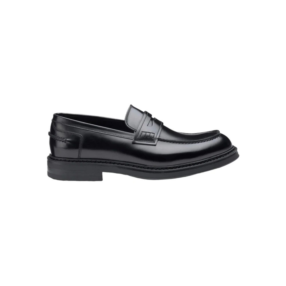 Doucal's Zwarte Leren Rubberen Zool Mocassin Black Heren