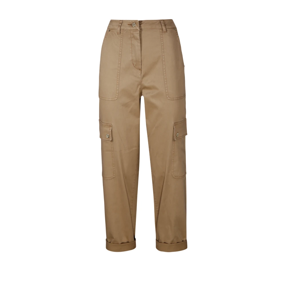 Michael Kors Donkere Kameelkleurige Cargo Broek met Ritssluiting Brown Dames