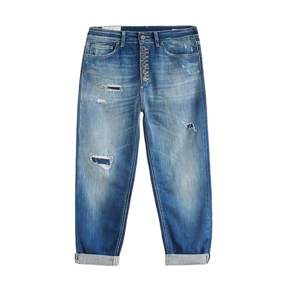 Dondup Loszittende Jeans met Juweelknoop Blue Dames