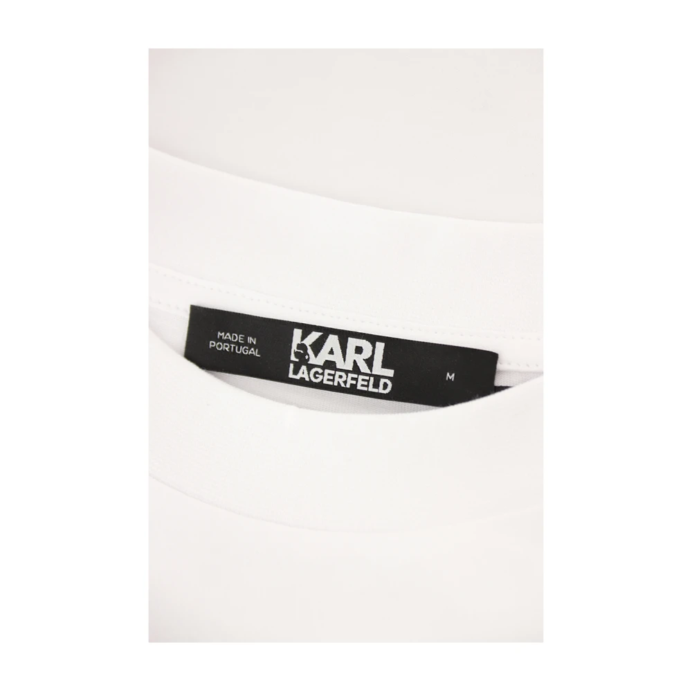 Karl Lagerfeld Handtekening Hem T-shirt in Wit White Dames