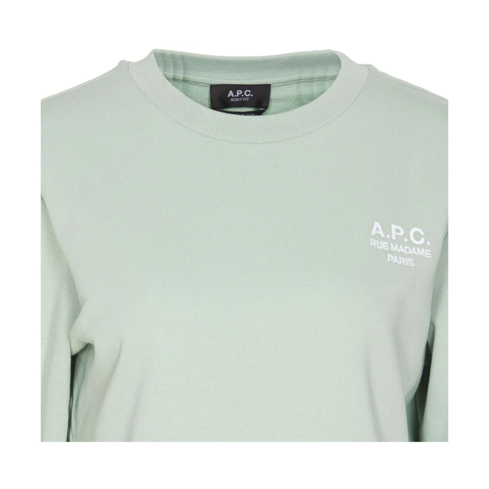 A.p.c. Biologisch Katoen Box Sweatshirt Lange Mouw Green Dames