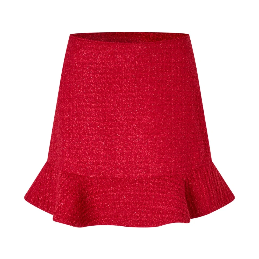 Cras Rode Bouclé Rok met Ruches Zoom Red Dames