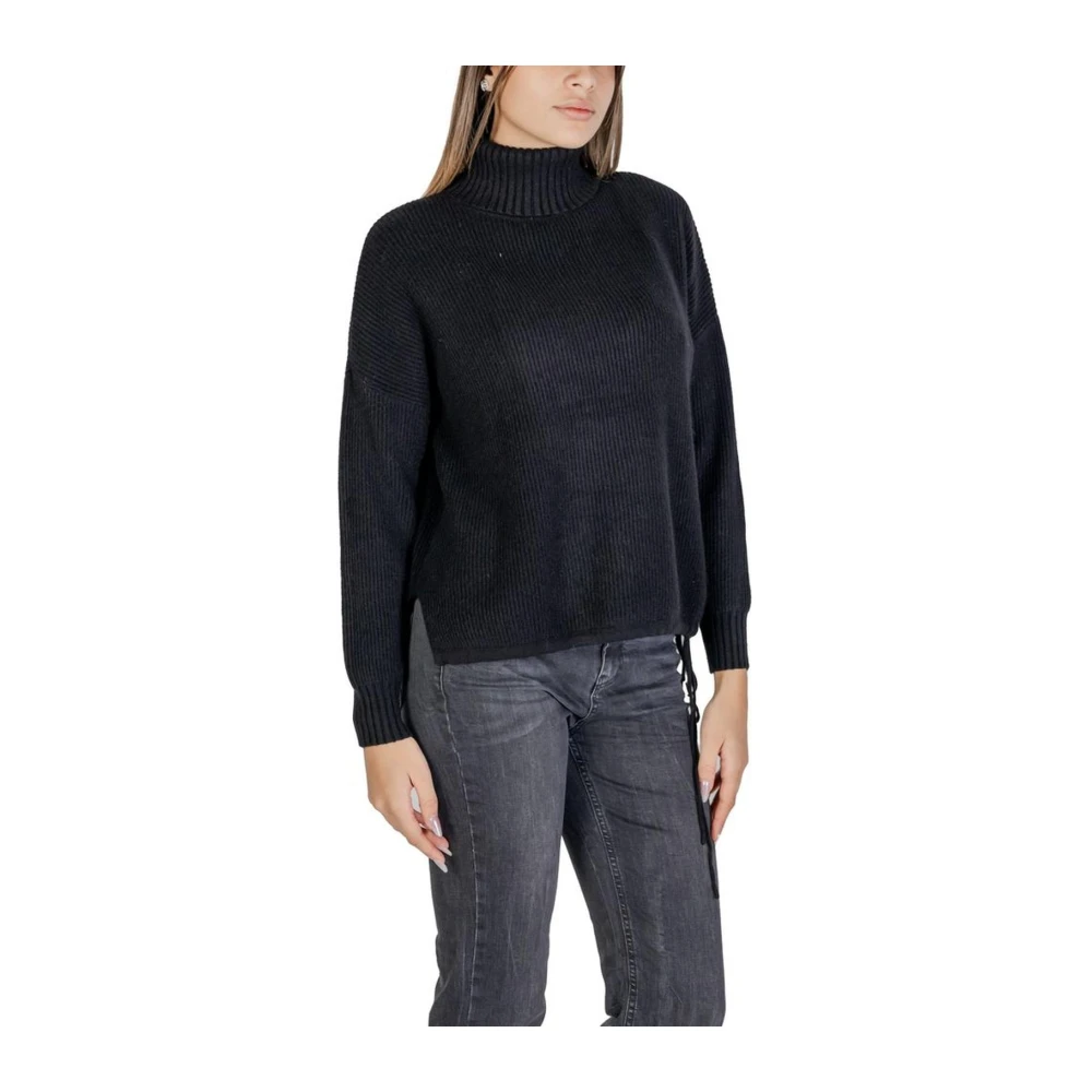 Sandro Ferrone Zwarte Gebreide Trui Dames Collectie Black Dames