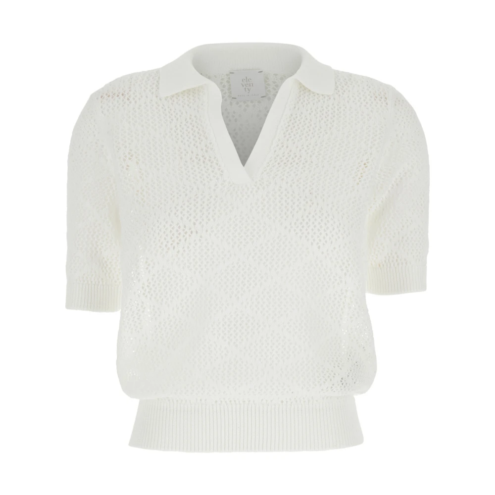 Eleventy Witte Gebreide Polo voor Vrouwen White Dames
