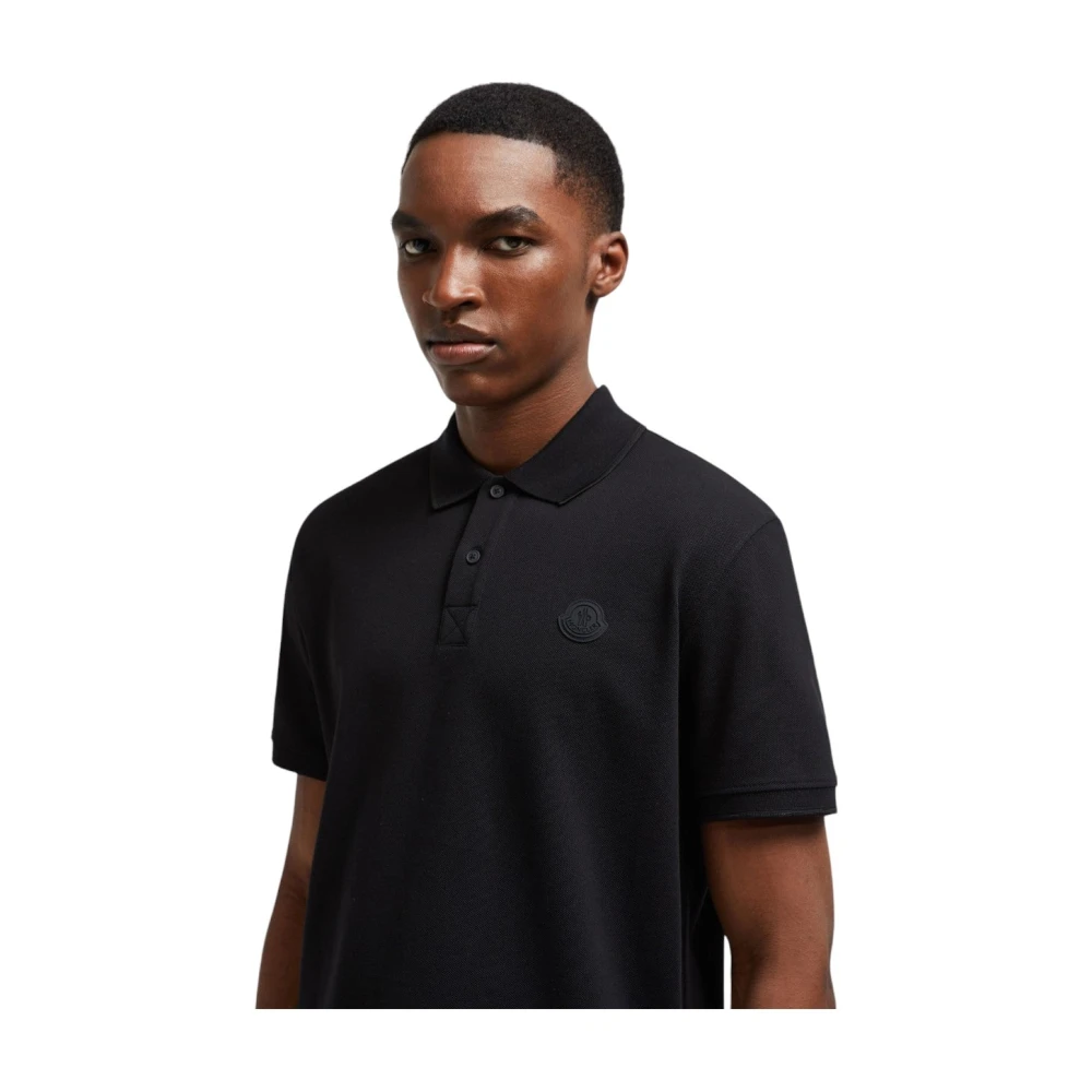 Moncler Logo Polo Shirt in Zwart Black Heren