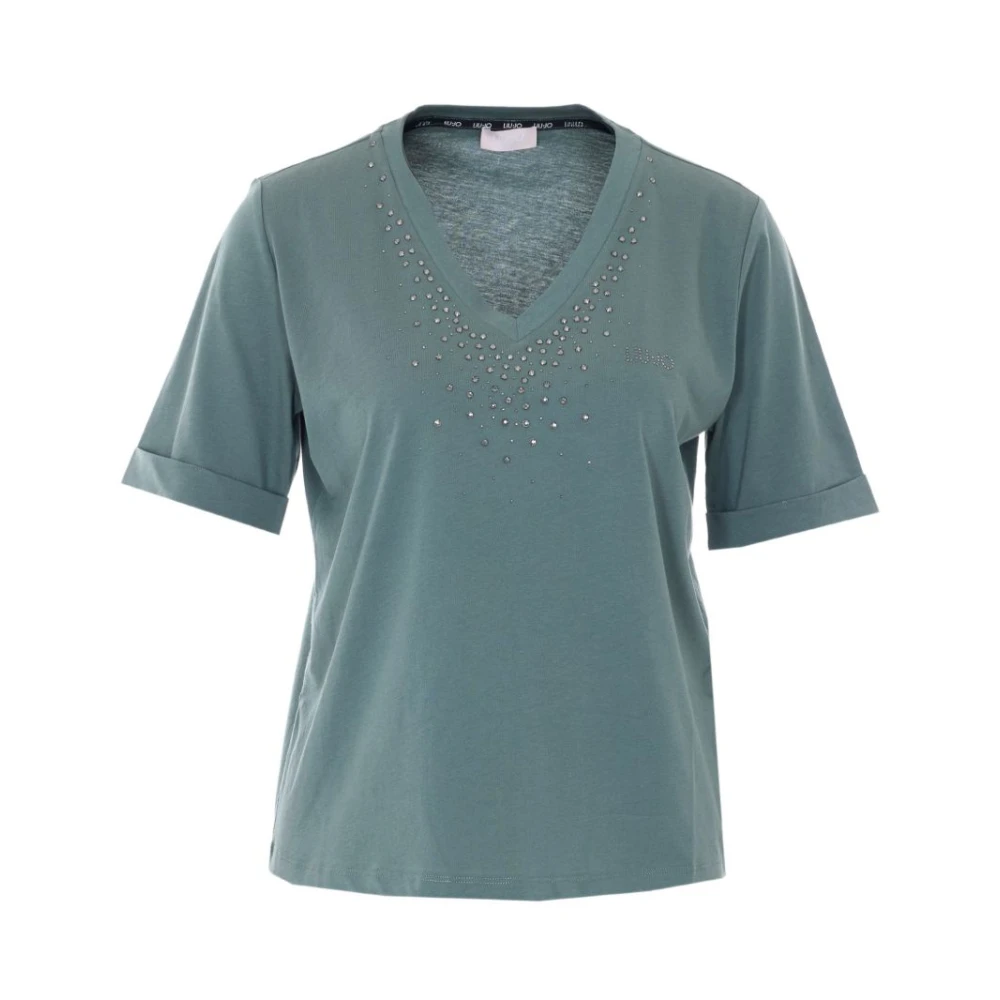 Liu Jo Vrouw Groente T-Shirt Met Strasssteentjes
