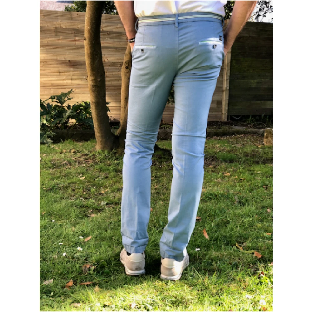 Mason's Slim Fit Katoenen Broek met Satijnen Tailleband Blue Heren