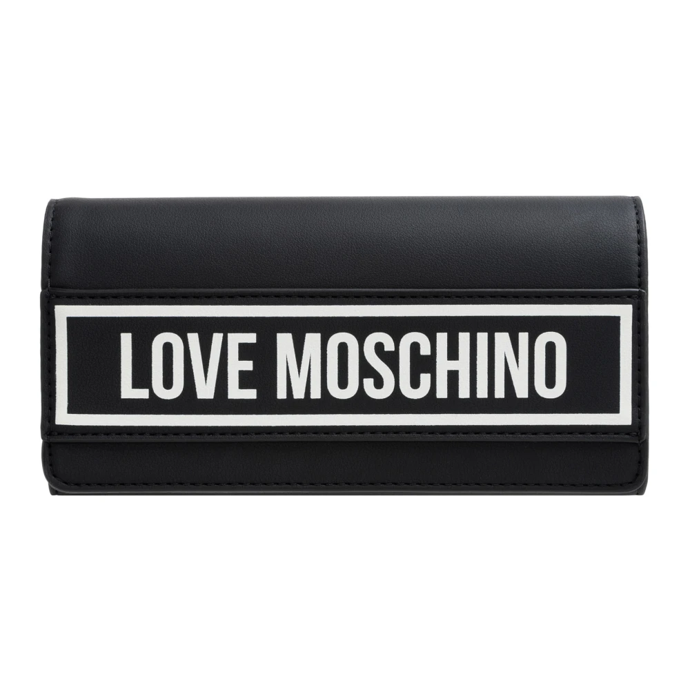 Love Moschino Portemonnee met drukknoopsluiting en logo Black Dames