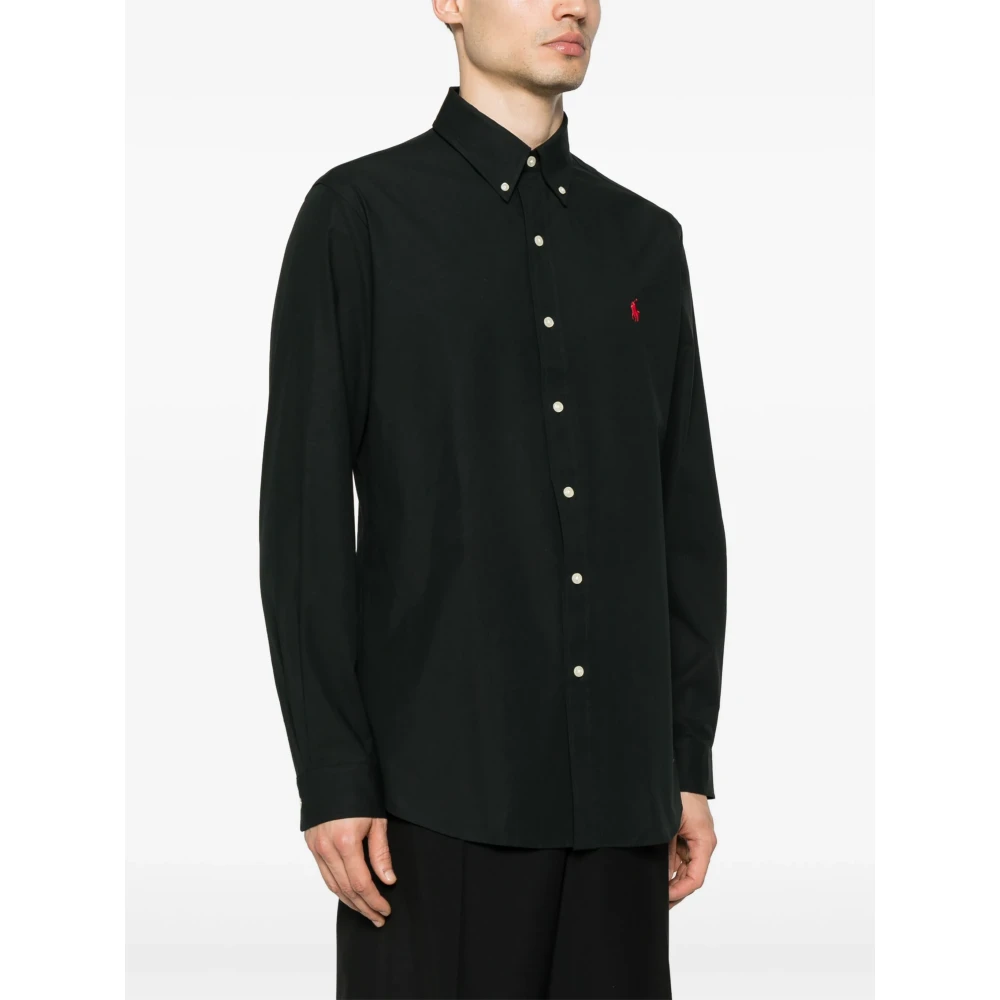 Polo Ralph Lauren Poplin Button-Down Overhemd met Aangepaste Pasvorm Black Heren
