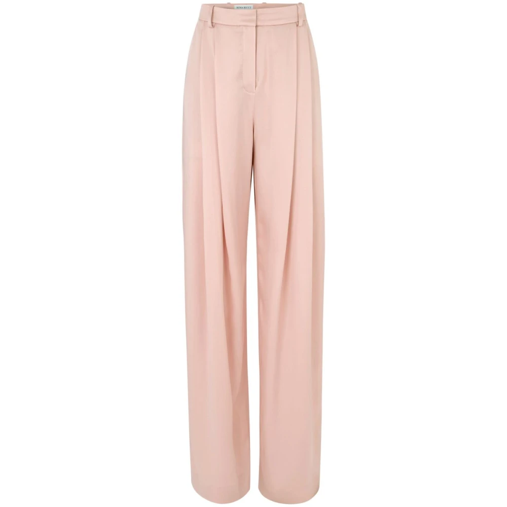 Nina Ricci Roze Wijde Pijp Broek Plooidetail Pink Dames