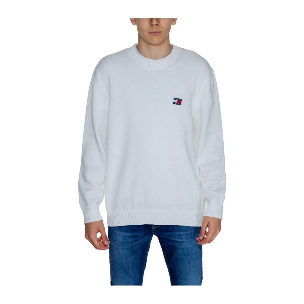 Tommy Jeans Witte Katoenen Gebreide Trui Mannen White Heren