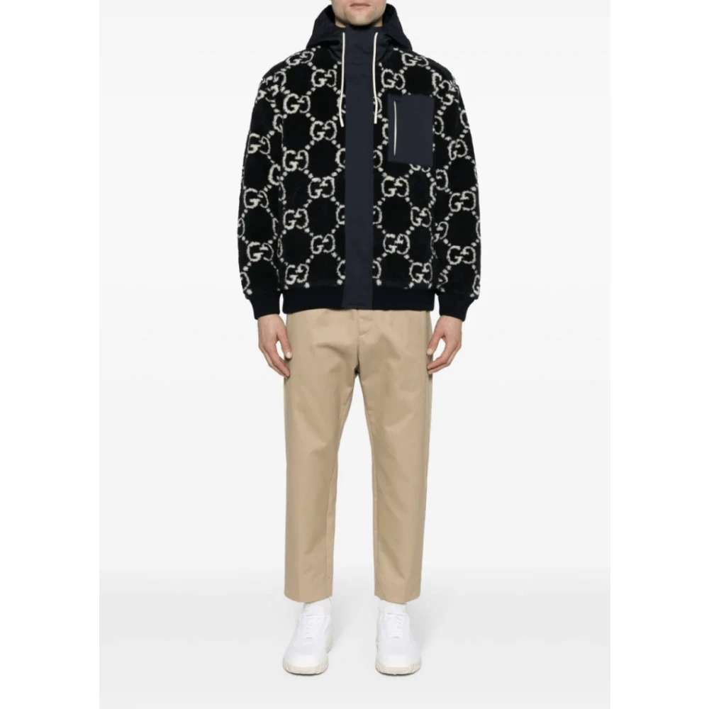Gucci Fuzzy Hooded Jacket Blue Heren