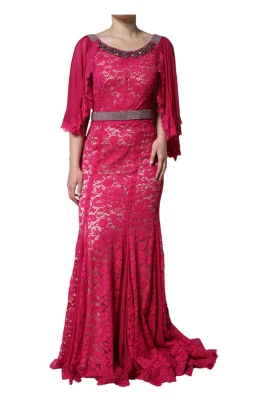Lace Crystal Sheath Long Gown Dress