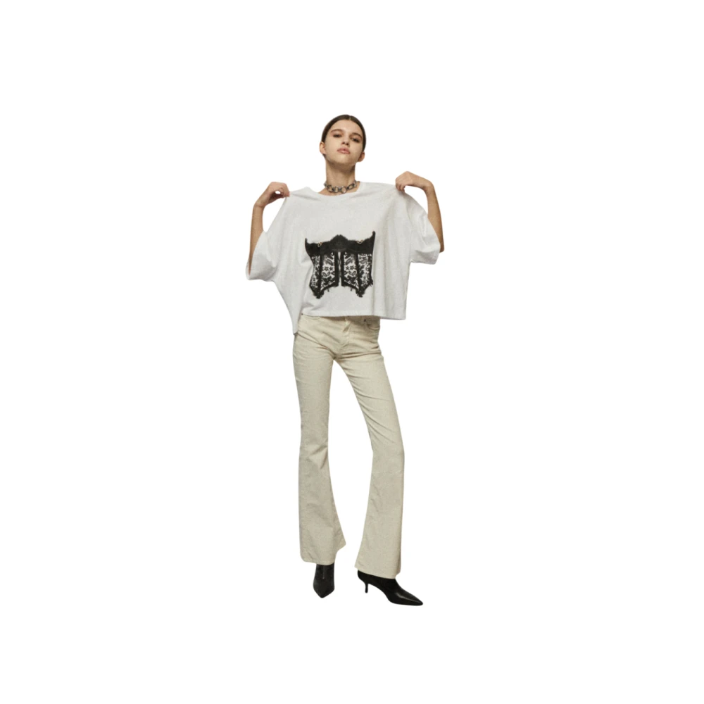 Aniye By Fluwelen Flare Pants White Dames