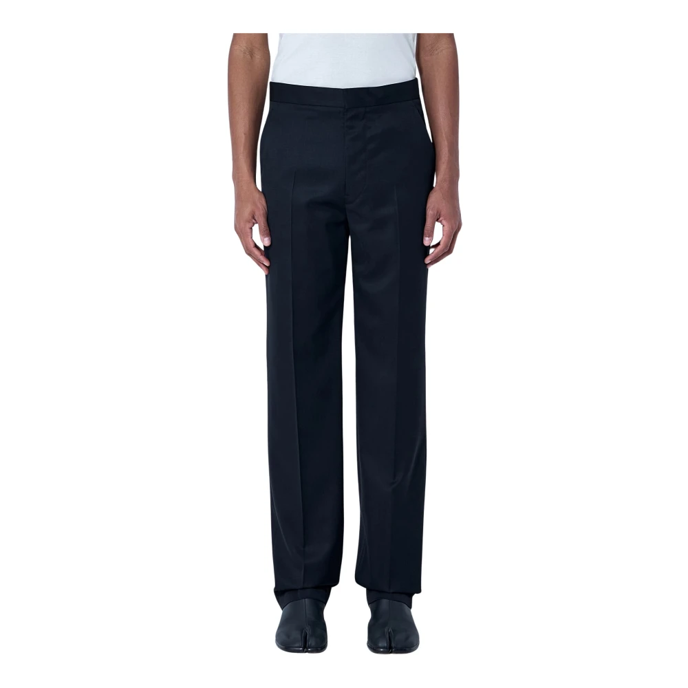 Maison Margiela Men's Black Wool Tailored Trousers - Suit Trousers - M - Trousers