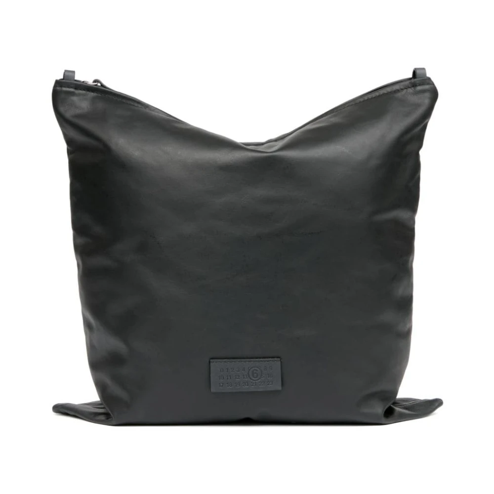 MM6 Maison Margiela Zwarte leren tas met logo Black Dames