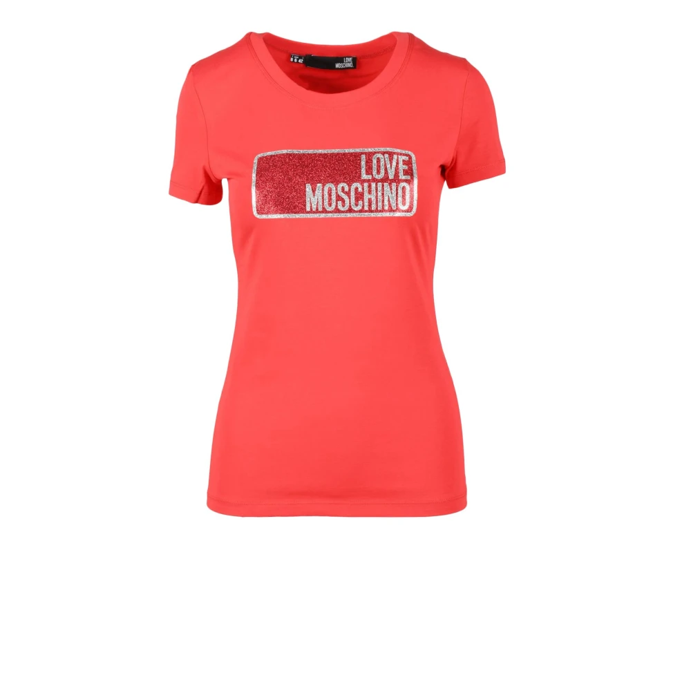 Love Moschino Katoen Elastaan T-shirt Red Dames