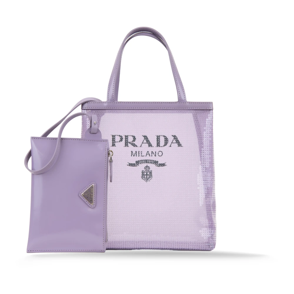 Prada Paillet Handtas met Leren Afwerking Purple Dames