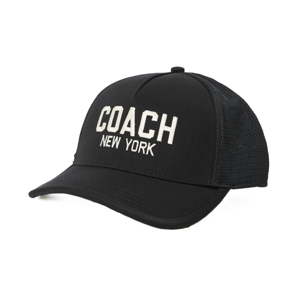 Coach Black Hats & Caps, Female, M/L, Embroidered Logo Trucker Hat Cap