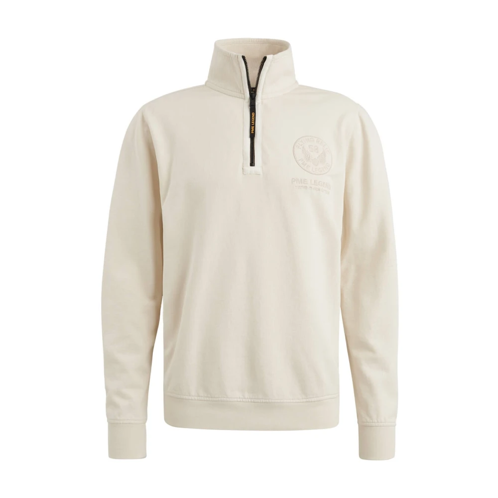 PME Legend Geborsteld Terry Half Zip Pullover Beige Heren