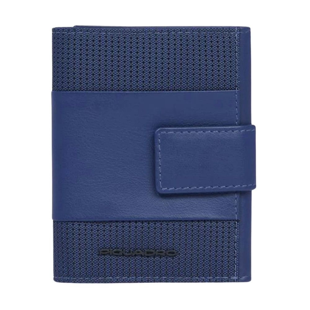 Piquadro Mannelijk Blauw Pocket Trifold Men's Wallet With Rear Money Pocket, Credit Card Facility And Rfid Anti-Fraud