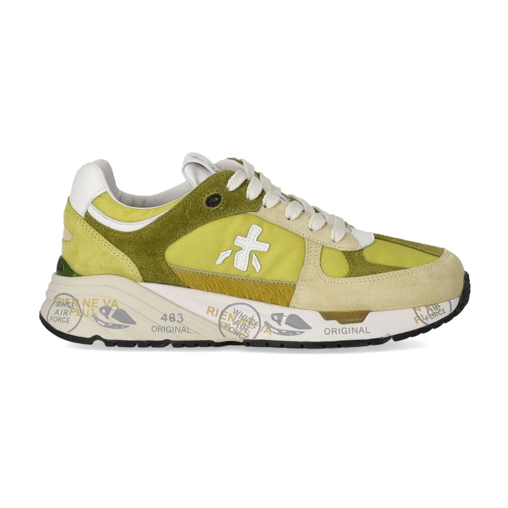 Premiata Witte Sneaker met Nylon Inzetstukken Dames Schoenen Groen