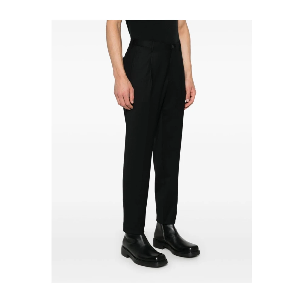 Incotex Zwarte Wol Stretch Slim Broek Black Heren