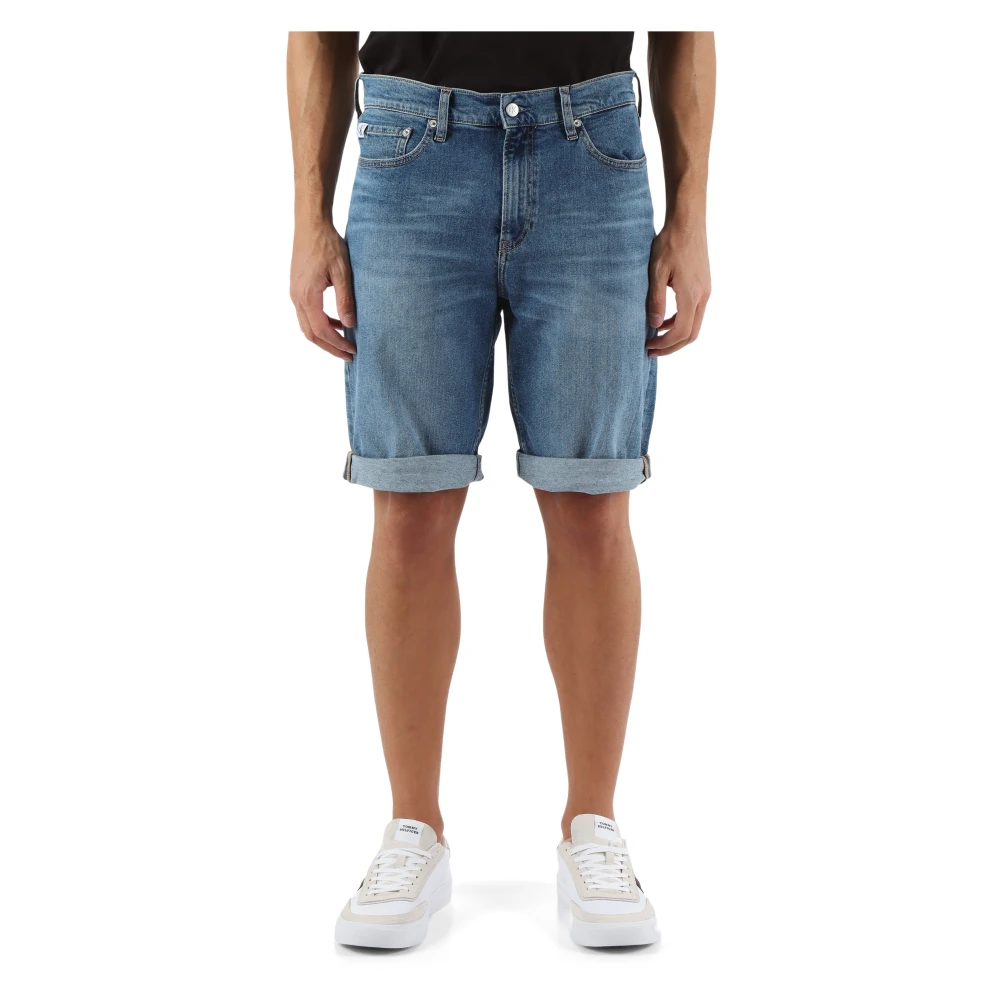 Calvin Klein Jeans Slim Fit Bermuda Jeans met Vijf Zakken Blue Heren