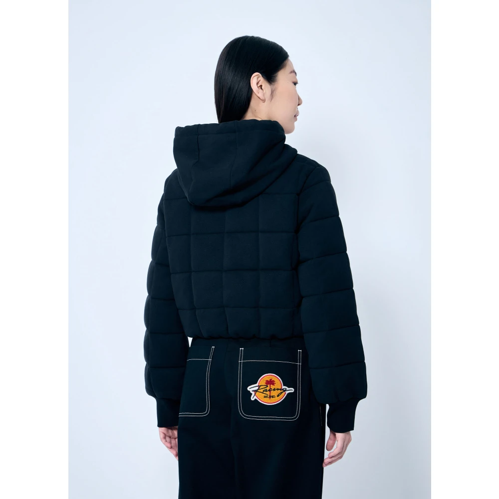 Moncler Gewatteerde Hoodie met rits Black Dames