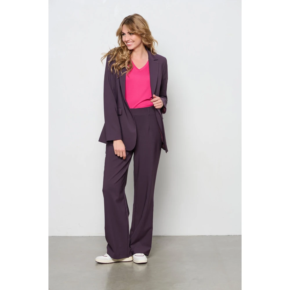 &Co Woman Bordeaux Slim Fit Broek Purple Dames
