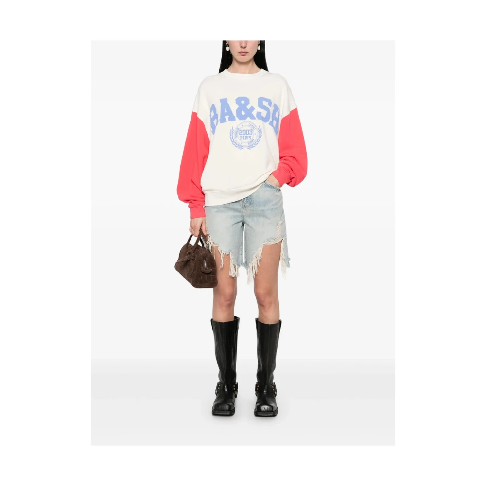 BA&SH Beige Logo Print Crew Neck Sweatshirt Beige Dames