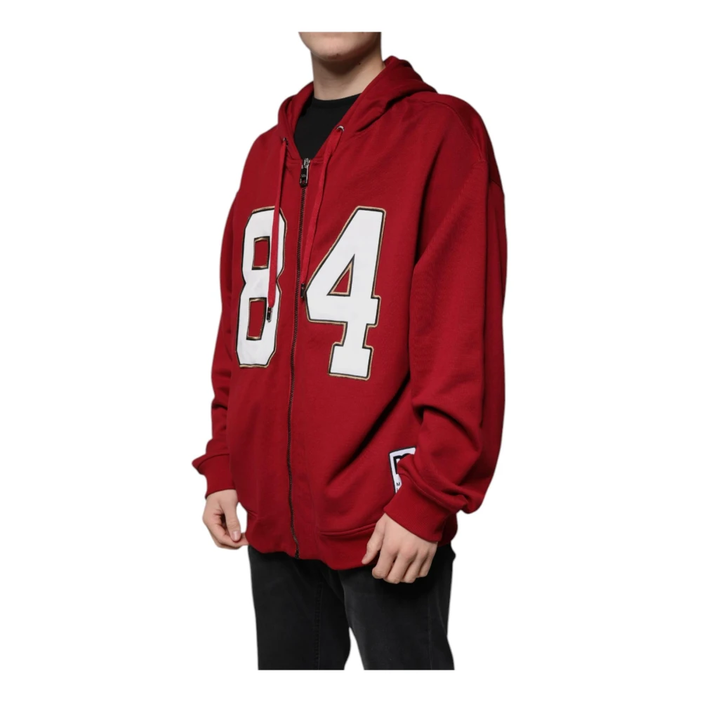 Dolce & Gabbana Rode Sweatshirt met Rits en Logo Details Red Heren