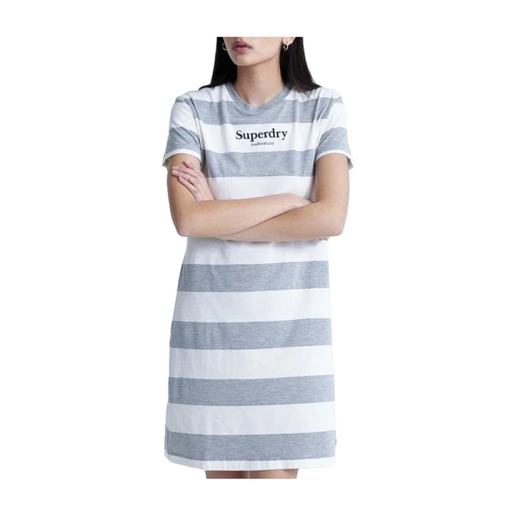Superdry Gestreepte Darcy T-shirt Jurk Gray Dames
