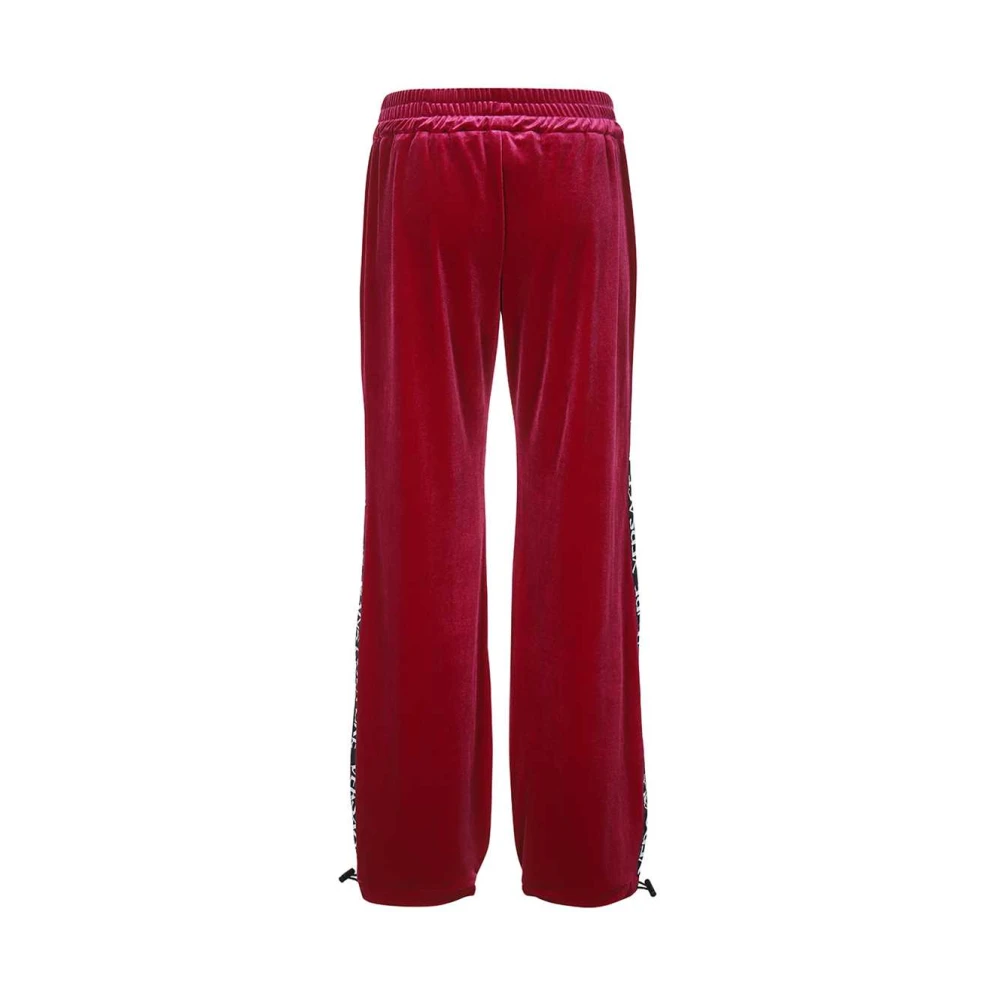 Versace Jeans Couture Fluwelen broek met elastische tailleband Red Dames