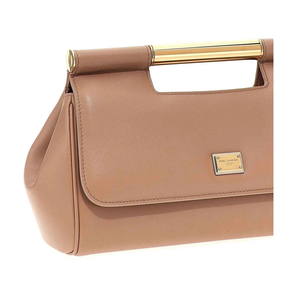 Dolce & Gabbana Sicily Leren Clutch Beige Dames