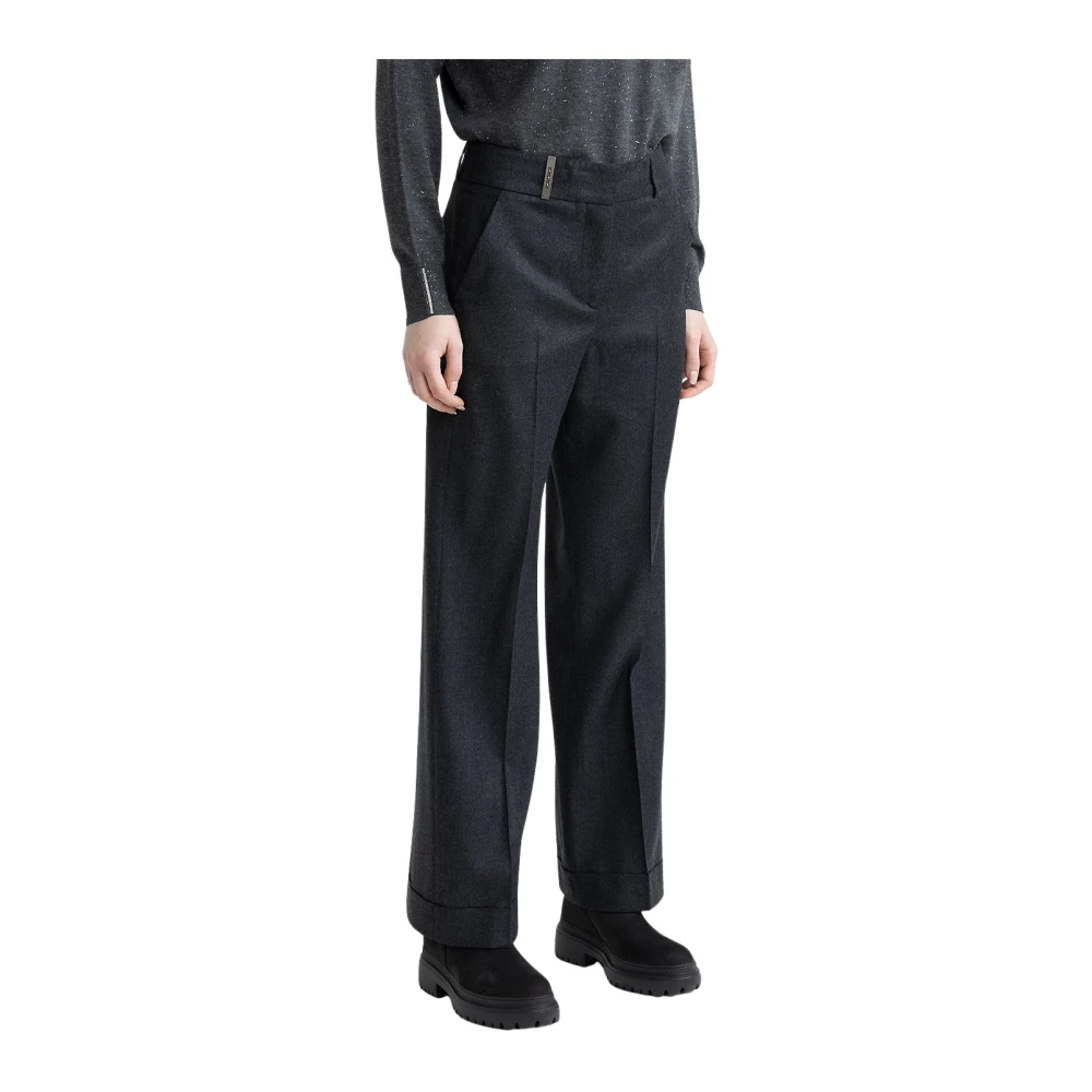 PESERICO Lurex wol flanel klassieke broek Black Dames