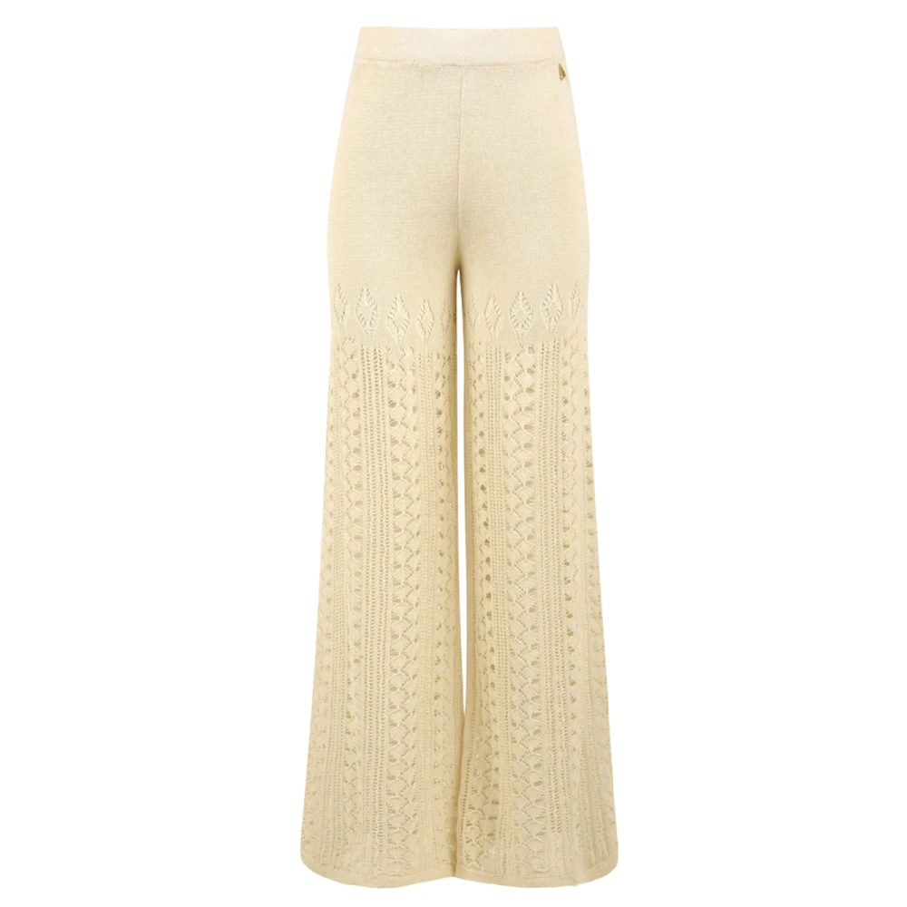 Akep Women's Beige Wide Trousers, S, Cream Trousers Ptkd05074 V2 Model