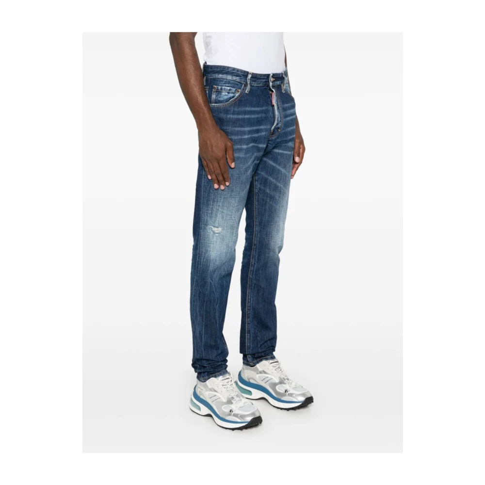 Dsquared2 Slim Cut Distressed Denim Jeans Blue Heren